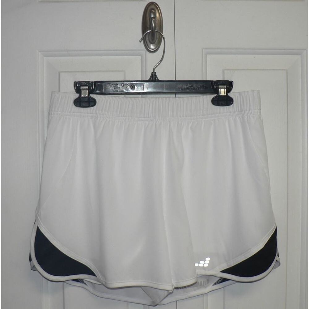 BCG Women's 2-in- 1 Moisture Wicking Running Shorts in White/Black XLarge $30